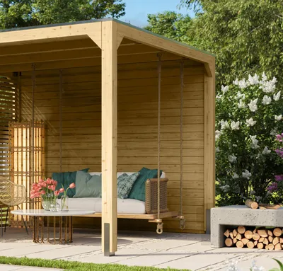 Produktbild von Seitenwand Karibu für Pavillon Cubusso 295 x 235 cm natur