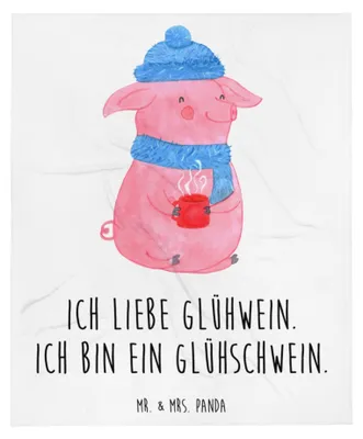 Produktbild von Mr. & Mrs. Panda Bettdecke Schwein Glühwein - Weiß - Geschenk, Sofadecke, Tagesdecke, Decke, Bettüberwurf, Punsch, Weihnachten, Weihnachtsmarkt, Kuscheldecke, Glühschwein