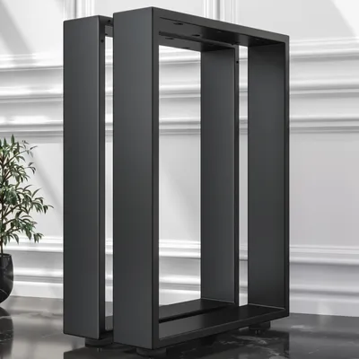 Produktbild von 2er-Set MORENA | Stehtisch Kufe | Schwarz | Füße: 12x12cm | B68xH105cm | U Bartisch Kufe, Bartisch Kufe