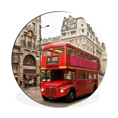 Produktbild von MuchoWow® Aluminium Wandkreis Bus - Rot - London Ø 60 cm Wanddeko Modern Wohnzimmer - Wand Kreis - Wandbild - Schlafzimmer - Aluminium Bild - Kinderzimmer - Wohnzimmer Dekoration - Wandschmuck