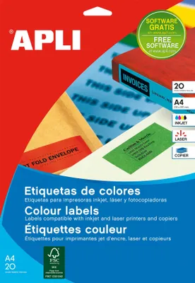 Obrázek produktu pro Apli samolepicí etikety 210 x 297 mm červené samolepicí etikety červené 20 kusů