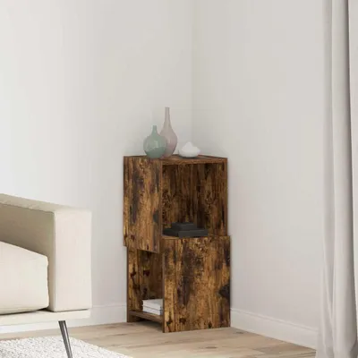 Produktbild von "Schlussverkauf" Eckschrank 1 PC - Mehrzweckschrank für Wohnzimmer/Büro - Geräucherte Eiche 30,5x30x65cm Holzwerkstoff  C7234