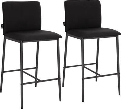 Produktbild von SVITA ERIK 2er Set Barhocker Tresenhocker Tresenstuhl mit Rückenlehne und Fußstütze Leinen-Optik Schwarz