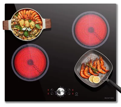 Obrázok produktu pre Sklenená varná doska – vstavaná varná doska – 4 varné zóny – otočné gombíky – 230 V – 6000 W – 60 cm – časovač