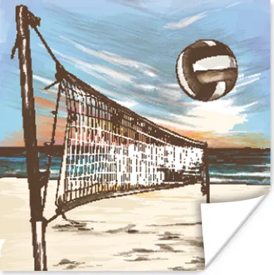Produktbild von MuchoWow® Poster Strand - Volleyball - Netz 75x75 cm - Wand Dekoration