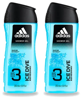 Productafbeelding van 2 x Adidas Ice Dive 2-in-1 douchegel & shampoo - 250 ml - Voordeelverpakking - 2 stuks