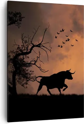 Produktbild von Bild auf Leinwand - Leinwandbild - Einteilig - Tier wütend Stier - 50x70cm - Wand Bild - Wanddeko - Wandbilder - Leinwanddruck - Kunstdruck - Wanddekoration - Leinwand bilder - Wandbild - PA50x70-0494