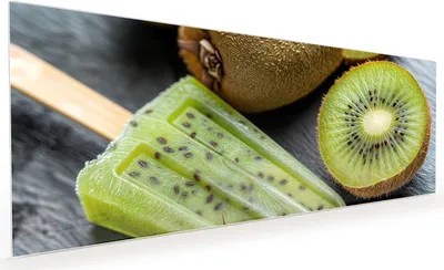 Produktbild von Küchenrückwand Spritzschutz Glas mit Motiv Kiwi Eis am Stiel 40 x 40 cm