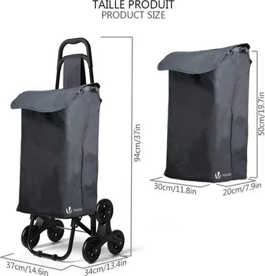 Produktbild von Famanu Einkaufstrolley mit 6 Rädern - Schwarz, 30L