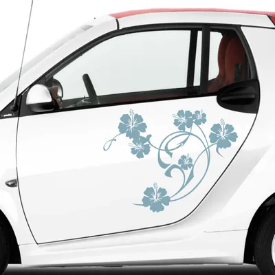 Produktbild von Aufkleber - Autoaufkleber-Set Hibiskus Swirl 2 Stk. je 60cm x 47cm pastelltürkis - Tuning Carystyling Heckscheibe Auto