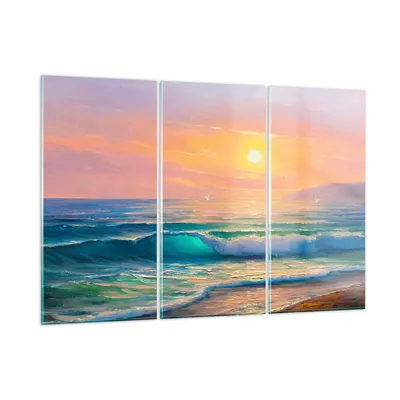 Produktbild von Bilder auf glas - Meer Welle Ufer - 165x110cm - Glasbilder - Wandbilder - Kunstdruck - zum Aufhängen bereit - Wanddekoration aus Glas - Glas Bilder - Wandbild auf Glas - 3 Teile - GCE165x110-3915
