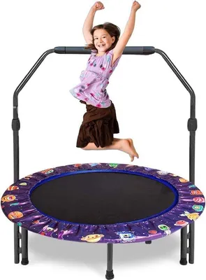 Produktbild von Famanu Mini-Trampolin 92 cm Durchmesser - Mit aufklappbarem Bungee-Rebounder und verstellbarem Handgriff
