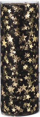 tüllstoff tüllband tüllrolle glitzertüll dekostoff silvester kostüm tüllrock tütü karneval fasweihnachten gold mit motiven muster 15 cm 9 m