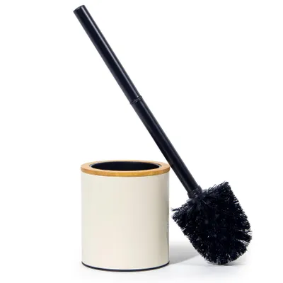 Produktbild von Theo&Cleo WC-Bürste Toilettenbürste Garnitur Ständer & Trockenhalter Klobürste Schwarz WC Bürstengarnitur Beige