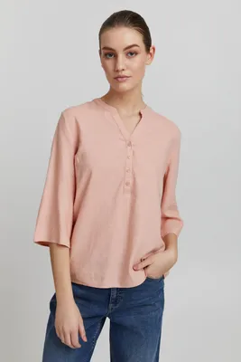 Produktbild von OXMO OXAnea Damen 3/4-Arm Bluse aus Leinenmix
