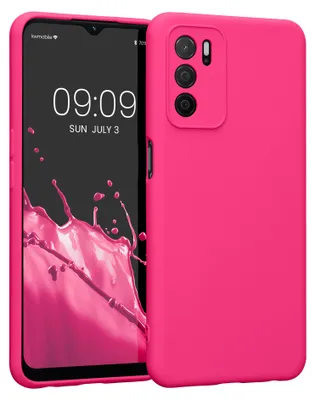Produktbild von kwmobile Slim Case kompatibel mit Oppo A16 / A16s / A54s Hülle - Handyhülle aus Silikon in Neon Pink