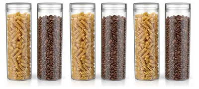 Zdjęcie produktu dla Zestaw 6 szklanych pojemników Arendo, każdy o pojemności 1950 ml, okrągłe, szczelne, wykonane z borokrzemianowego szkła. Szklane pojemniki są bezpieczne do mycia w zmywarce i do używania w mikrofalówce. Zestaw zawiera 6 sztuk, pojemniki są przezroczyste