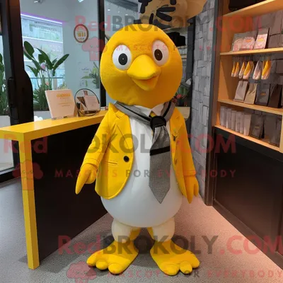 Produktbild von Maskottchenkostüm REDBROKOLY Gelber Pinguin mit Rock und Einstecktüchern