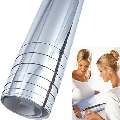 Produktbild von Selbstklebender Spiegel – Spiegelfliesen – 50 x 150 cm – 0,2 mm – Flexible Spiegelplatten – Spiegel-Wandaufkleber – Wandspiegel – Spiegelaufkleber