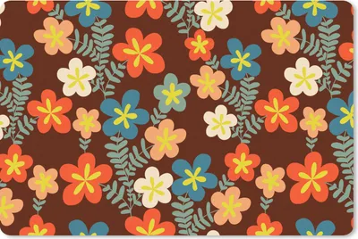 Produktbild von MuchoWow® Mauspad Mousepad Retro - Muster - Blumen - 1970er Jahre 27x18 cm - Mousepads - Maus Mat - Pad - Mausunterlage - Büroartikel - Desk Matten