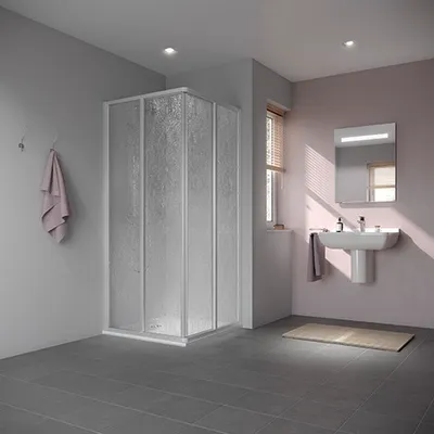 Produktbild von Kermi Eck-Halbteil Nova 2000 2-teilig 800x1750mm silber Fontana hell