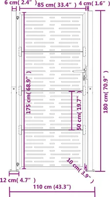 Produktbild von vidaXL Gartentor Anthrazit 100x175 cm Stahl Quadratisches Design
