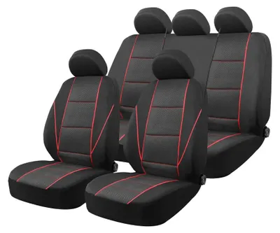 Immagine prodotto di AMiO SC-17 Set di coprisedili per auto universali, nero e rosso
