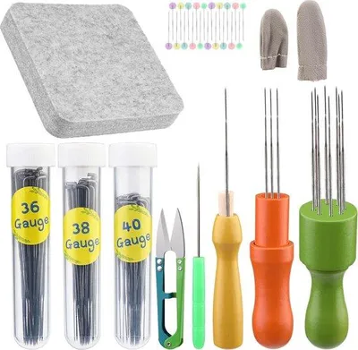 Produktbild von Famanu Naaldfilzwerkzeugset 121-teilig - 3 Naaldgrößen, 3 Farben