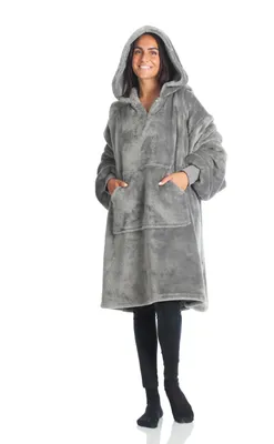 Productafbeelding van Kanguru Kangurone Hoodie Deken met Capuchon, Grijs, 90 x 95 cm, Fleece