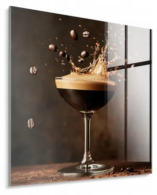 Produktbild von STYLER Glasbild 30x30 cm Espresso Martini Cocktailmotiv Bar Wanddekoration Küche Wohnzimmer Esszimmer
