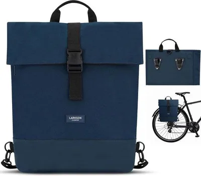Image de Sacs de vélo Famanu pour porte-bagages, bleu foncé, sac de vélo 2-en-1, sac à dos et sac pour porte-bagages, imperméable