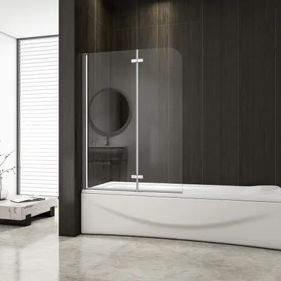 Produktbild von 90x140cm Badewannenaufsatz 2-teilig für Badewanne ESG NANO Glas Duschwand Duschabtrennung