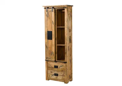 Image de MASSIVMOEBEL24 | Armoire 70x35 Manguier laqué Bois naturel RAILWAY #184