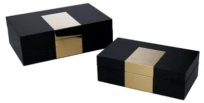 Immagine prodotto di Set 2 Scatole in Legno nero rettangolare