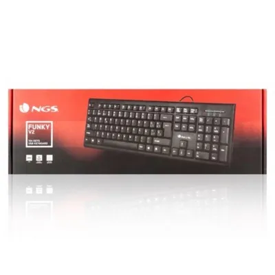 Produktbild von NGS FunkyV3, QWERTY, ES, Volle Größe (100%), Kabelgebunden, USB, Membran Key Switch, QWERTY, Schwarz