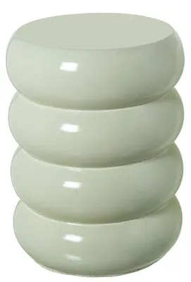 Produktbild von DRW Runder Beistelltisch aus Fiberglas in glänzendem Weiß, 46 x 35 x 35 cm
