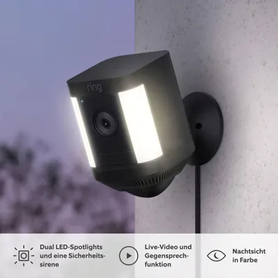 Produktbild von Ring Spotlight Kamera Plus Box IP-Sicherheitskamera Outdoor 1920 x 1080 Pixel Decke/Wand (8SH1S2-BEU0)