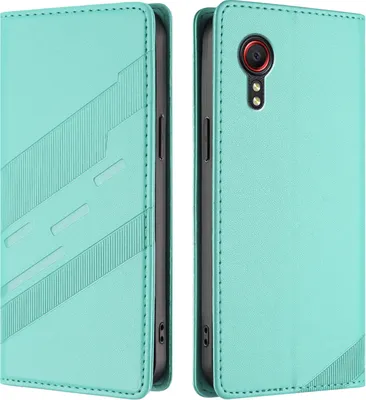 Produktbild von Hülle für Samsung Galaxy XCover 5, Kunstleder Brieftaschen Handyhülle mit Kartenfach und Standfunktion Türkis