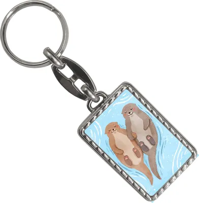 Produktbild von Verliebtes Otterpaar Schlüsselanhänger mit Bordüre