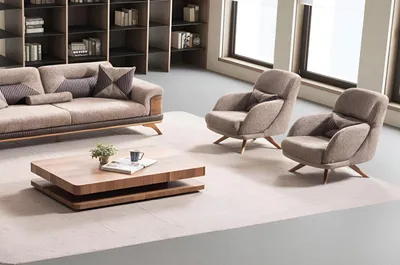 Immagine prodotto di Due eleganti poltrone dal look moderno con robusta struttura in legno