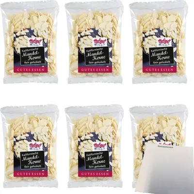 Produktbild von Hofgut Kalifornische Mandeln gehobelt blanchiert VPE (6x100g Beutel) + usy Block