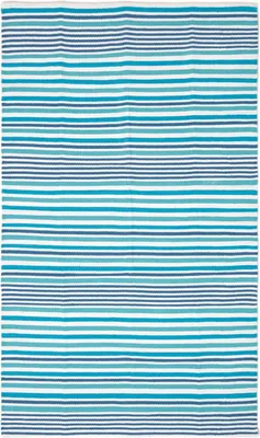 Obrázek produktu pro HOMESCAPES Pruhovaný bavlněný koberec modrý a bílý, 120x180 cm