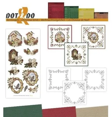 Weihnachtsvögel 3er-Pack, Kartenbastel-Set, Leinen