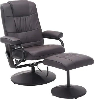 Produktbild von HOMCOM Massagesessel mit Hocker, Drehbares Relaxsessel mit Massagefunktion, Elektrisches Fernsehsessel mit Liegefunktion, Fernbedienung für Wohnzimmer, Kunstleder, Braun