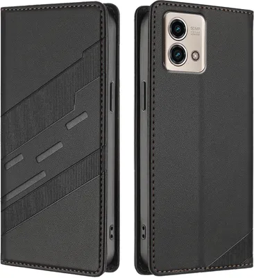 Produktbild von Hülle für Motorola Moto G Stylus 5G 2023, Kunstleder Brieftaschen Handyhülle mit Kartenfach und Standfunktion Schwarz
