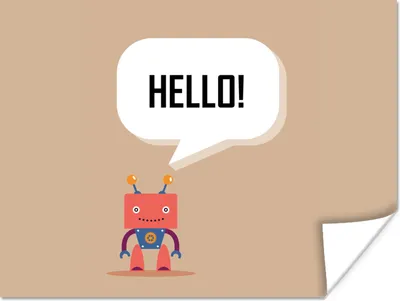 Produktbild von MuchoWow® Poster Sprichwörter - Zitate - Hallo! - Roboter - Zahnrad - Kinder 160x120 cm - Foto Plakat