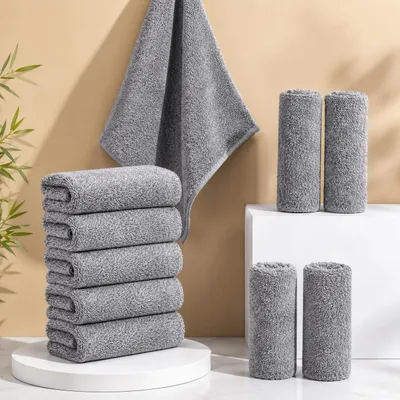 Produktbild von 6x Bambustücher Grau – Ultraweiche Bambus Mikrofasertücher 30x30 cm – Saugstarke Reinigungstücher für Küche, Bad, Auto & Haushalt