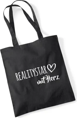 Produktbild von Huuraa Jutebeutel Ralitystar mit Herz 10 Liter Black Baumwolle Tasche Geschenkidee