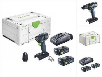 Zdjęcie produktu dla Festool TXS 18-Basic akumulatorowa wiertarko-wkrętarka 18 V 40 Nm bezszczotkowa + 2x akumulator 3,0 Ah + ładowarka + systainer