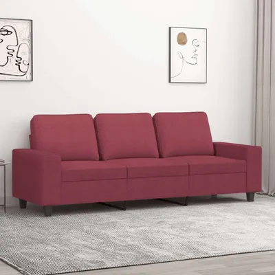 Imagen del producto de Maison Exclusive: Sofá de 3 plazas, color burdeos, 180 cm, tapizado en tela